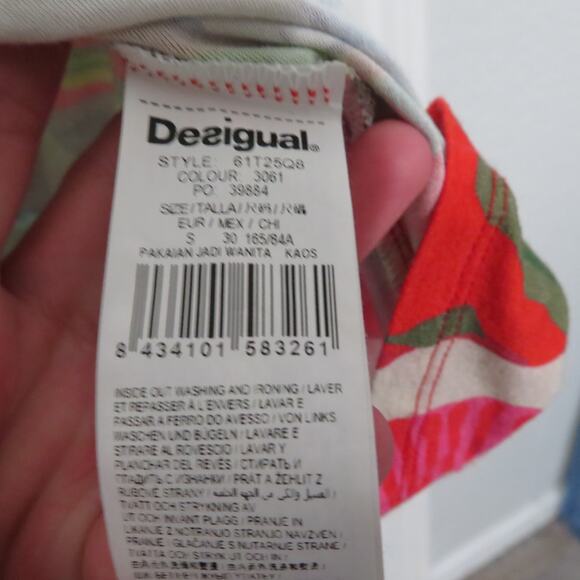 Desigual Womens Sz S Tropical Floral Print Sidetail Tee Short Sleeve Trapeze Top - Picture 6 of 7